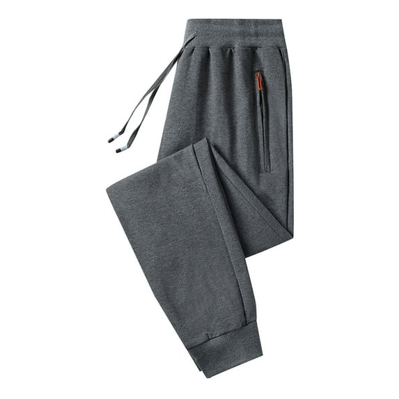 Men Work Pants, Sweatpants for Mens Solid Drawstring Sports Jogger Pants with Zipper Pocket Fall Casual Straight Fashion Trousers