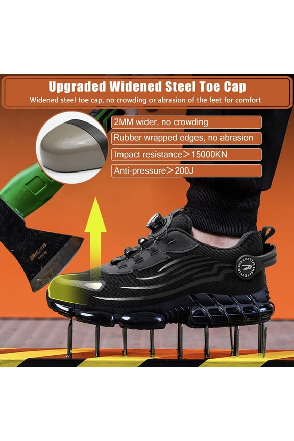 Men Work Safety Shoes Steel Toe Cap Rotating Button Comfort Breathable Sneakers