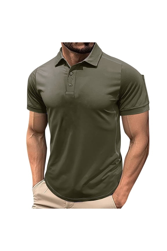 Mens Casual Shirts Basic Short Sleeve Golf Athletic T Shirts Moisture Wicking Men Slim Fit Solid Work Shirt