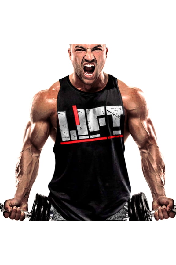 Men Workout Gym Tank Top Fitness Bodybuilding Stringer Muscle Cut Sleeveless T Shirt Casual Summer Beach Pullover Tee (Black, X-Large)