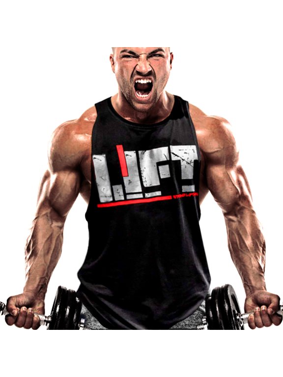 Men Workout Gym Tank Top Fitness Bodybuilding Stringer Muscle Cut Sleeveless T Shirt Casual Summer Beach Pullover Tee (Black, X-Large)