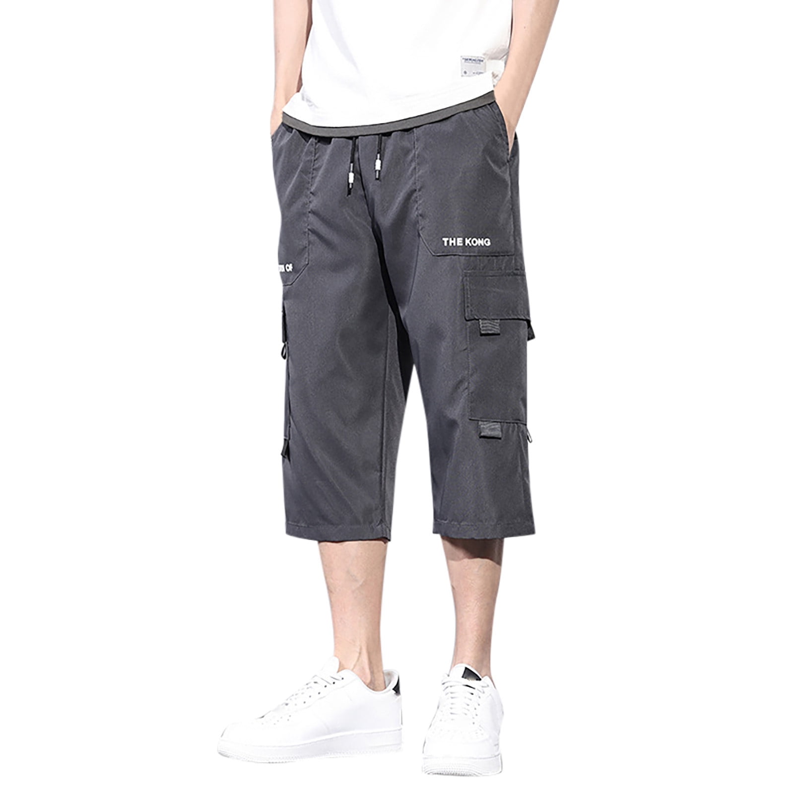 Men Workout Shorts Male Over The Knee Shorts Elasticated Pocket Slacks ...