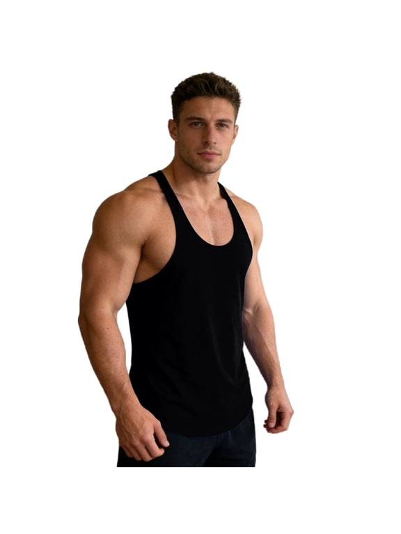 Men Workout Stringer Tank Soft Bodybuilding Gym Sleeveless Athletic Muscle Tee for Training Running Fitness Casual
