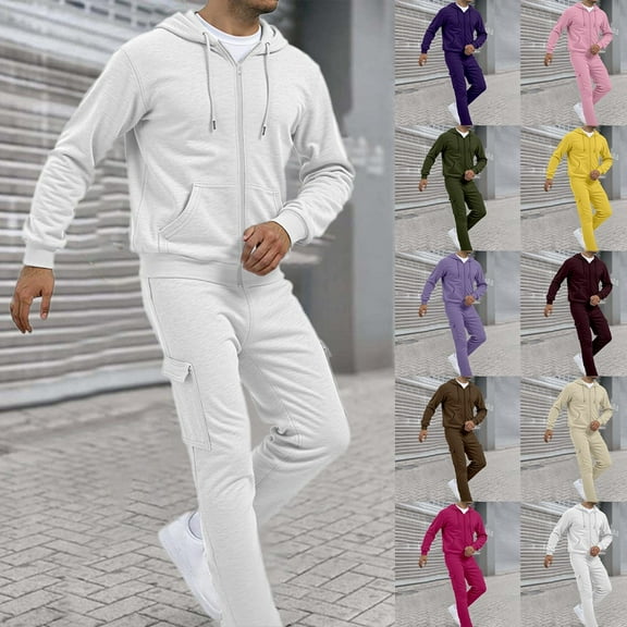 Men Workout Sweatsuits Sets, Fashion Men's Tracksuits 2 Piece Casual Athletic Jogging Outfits Sports Suit Tracksuit Adult Hoodie Sweatshirt and Sweatpants