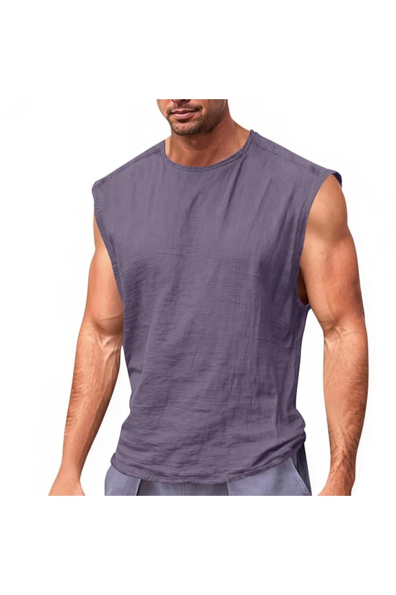 Men Workout Tank Top Gym Bodybuilding Sleeveless Muscle T-Shirts Cut Off Shirts Loose Fit Tee