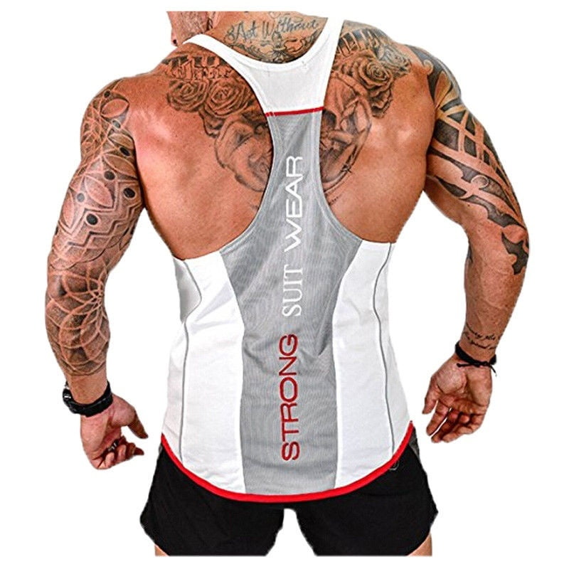 Men Workout Vest Tank Top Bodybuilding Gym Muscle Fitness Shirt Singlet