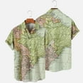 thumbnail image 1 of Men World Map Print Shirts Button Down Hawaiian Shirt Loose Fit Short Sleeve T Shirt Tropical Beach Aloha Shirts, 1 of 5