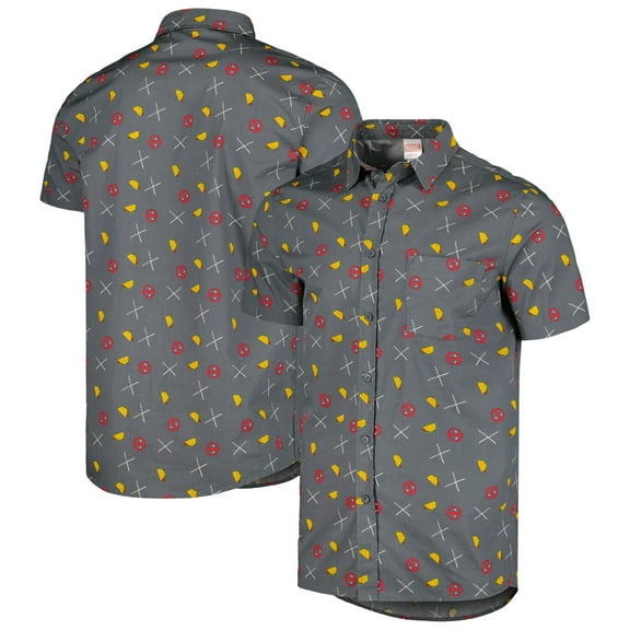 Men XLarge Mad Engine Graphite Deadpool Party Button-up Shirt