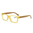 thumbnail image 1 of Men Yellow Wood Grain Reading Glasses 1.00, Women Anti-blue light Spring Hinge Square Readers +1.00 Strength, 1 of 5