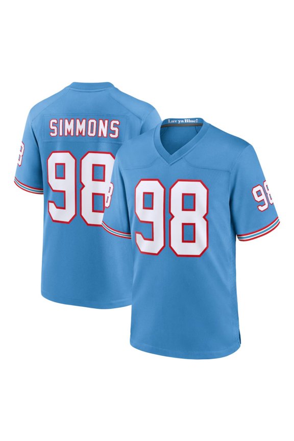 Men Youth Sport Shirts Jeffery Simmons Light Blue Oilers Throwback Alternate Game Player Jersey Fan Sport Shirts