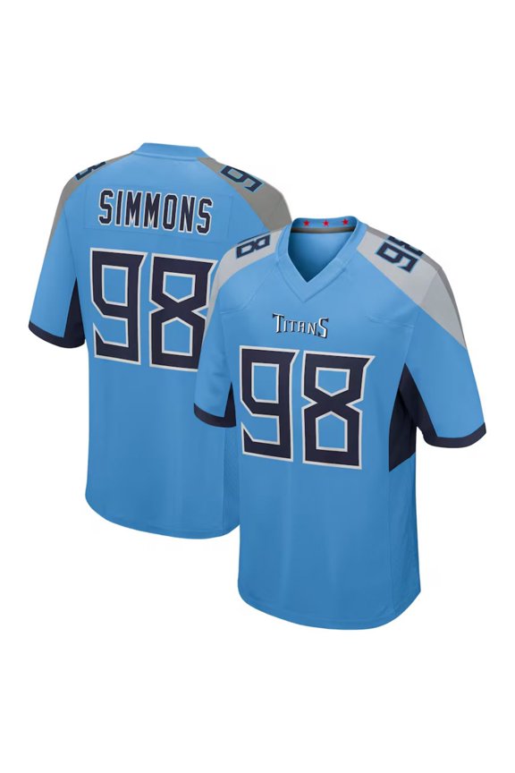 Men Youth Sport Shirts Jeffery Simmons Light Blue Team Game Jersey Fan Sport Shirts