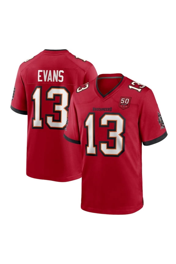 Men Youth Sport Shirts Mike Evans Red 50th Season Team Game Jersey Fan Sport Shirts