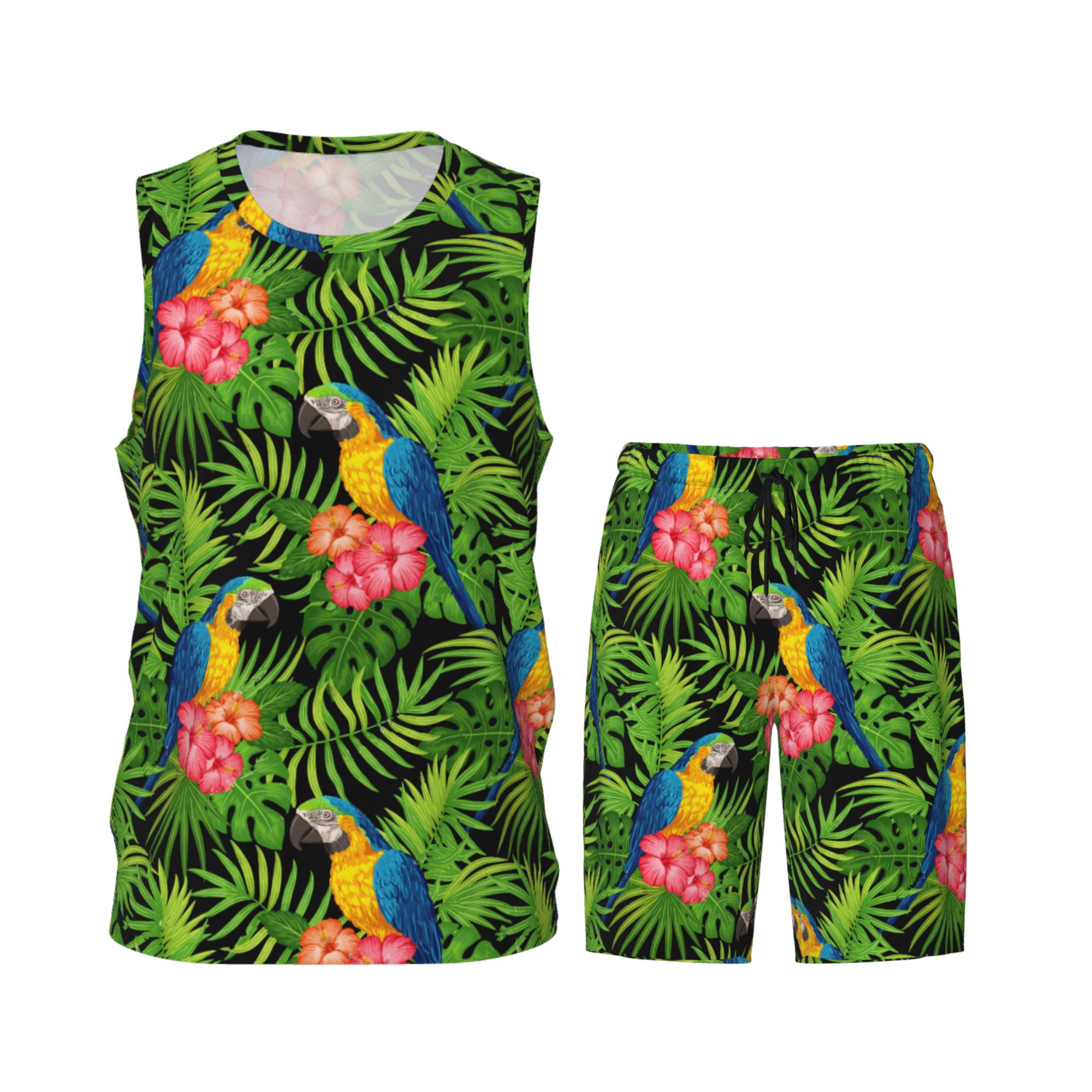 Men/Youth Tropical Floral Macaw Parrots Basketball Sports Uniform