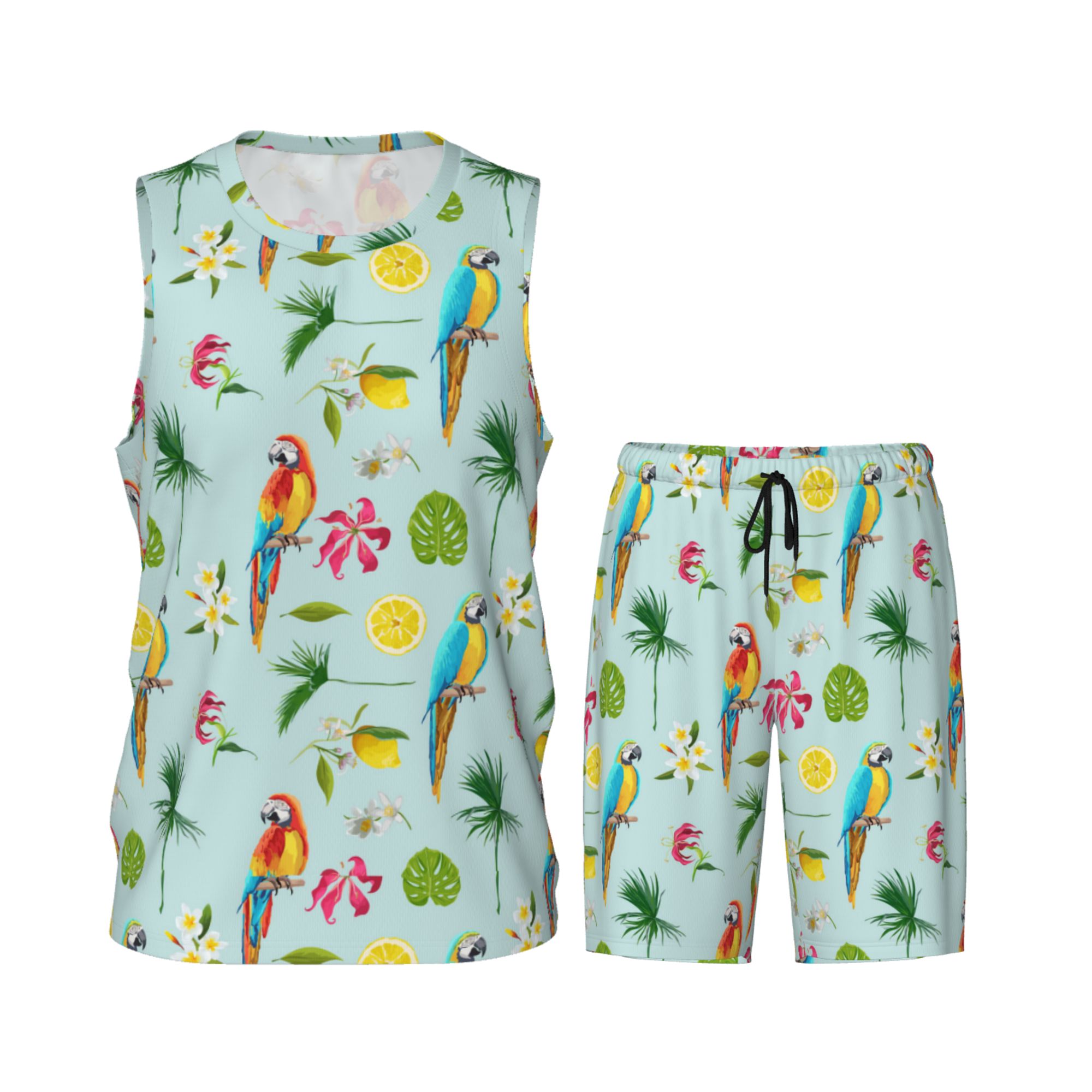 Men/Youth tropical parrots Basketball Sports Uniform