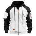 thumbnail image 1 of Men Zip Up Hoodie Long Sleeve Casual Color Blocking Drawstring Pocket Hooded Sweatshirt Arm Zipper Pocket Jacket, 1 of 5
