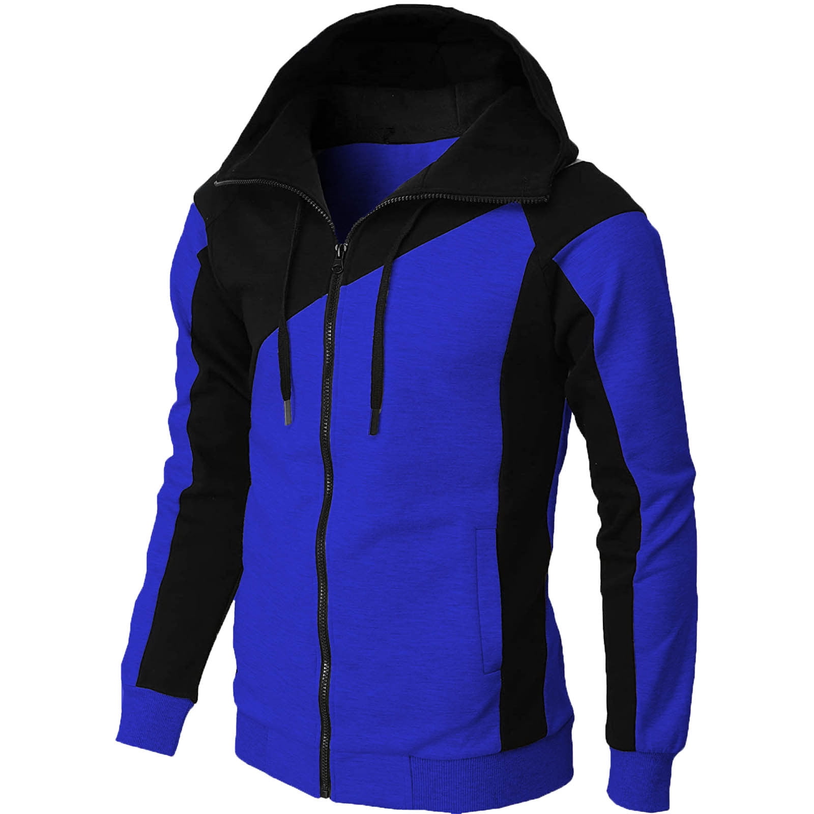 Men Zip Up Hoodies Jackets Spring Fall Loose Fit Drawstring Hooded Sweatshirt Coat Casual