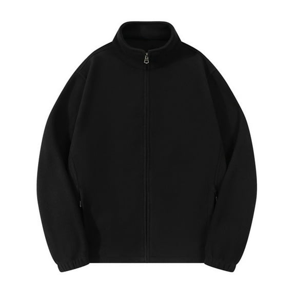 Men Zip-up Jacket Men Outdoor Fleece Jacket Windbreaker Liner with Zip Thick Double-sided Long Sleeve Jacket Warm Solid Color Fall Winter for Sports