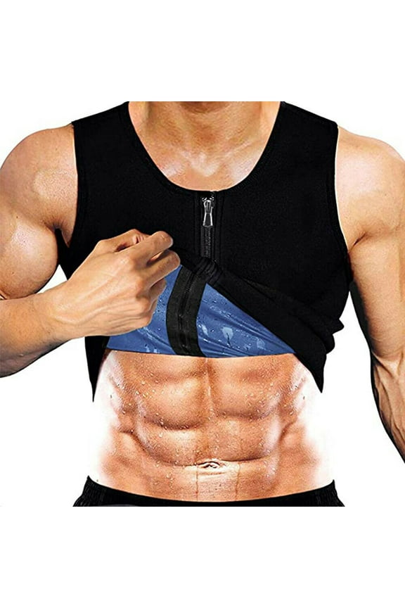 Men Zipper Waist Trainer Vest Weight Loss Hot Sweat Shapewear Heat Trapping Vest Tank Top Sauna Enhancing Clothing