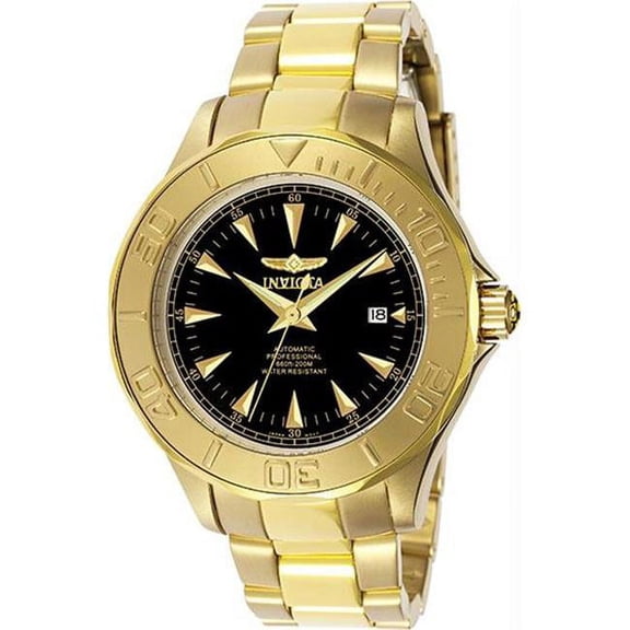Men's Gold Tone Stainless Steel Pro Diver Automatic Black Dial - Watch