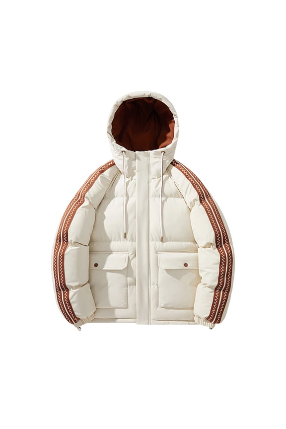 Men and Big Man's Waem Down Jackets Color Block Long Sleeve Jacket Thermal Hooded Winter Coat for Daily Wear Gray M