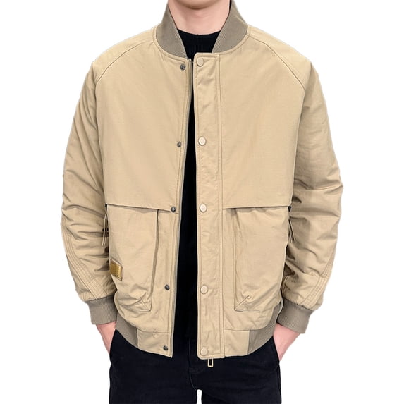 Men and Big Man's Winter Coats Casual Button Up Cargo Jacket Warm Varsity Jacket Thickened Winter Coat for Daily Wear Brown 3XL