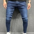 thumbnail image 1 of Men and Big Men's Baggy Jeans for Men Casual Straight Ripped Hole Trousers Jeans Pants Full Length Pants Dark Blue 2XL Jeans for Men, 1 of 5