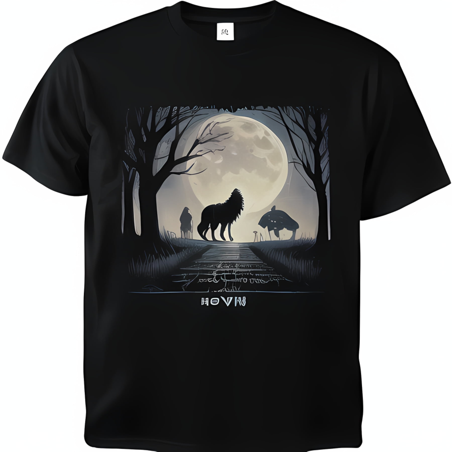 Men and Wolf Howling at Moon SilhouetTee Design T-Shirt with 'Howl ...