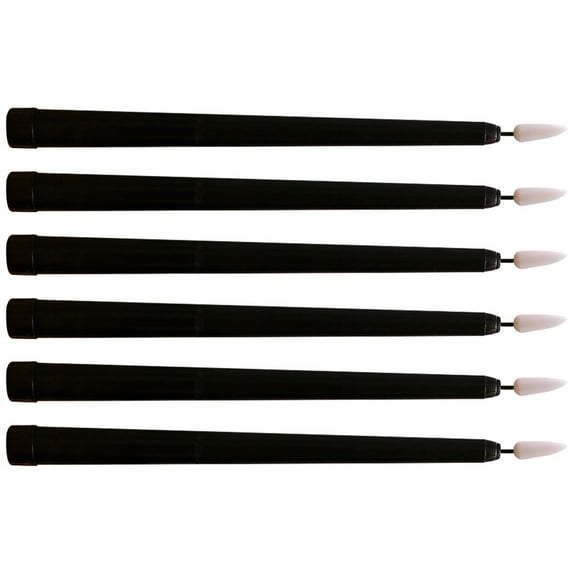 Homoyoyo Flickering Flameless Taper Candles Black Plastic 6Set