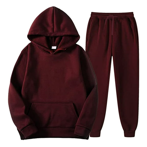Men and Women Autumn Winter Solid Color Hooded Sweater Pants Tassel Trim Casual Athletic Two Piece Outfit Set