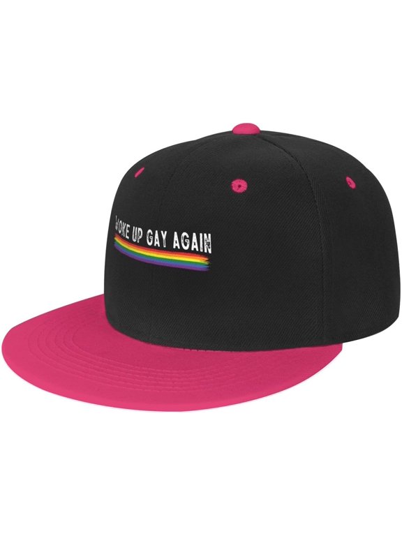 Men and Women Baseball Cap LGBT Woke Up Gay Again Vintage Dad Hat Adjustable Flat Brim Caps,White