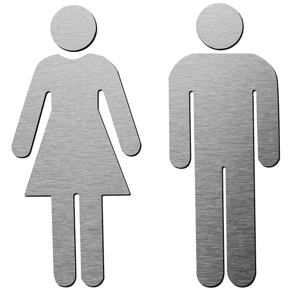 GLOBE ROCKET Cute Aluminum Restroom Sign - Modern Bathroom Decor