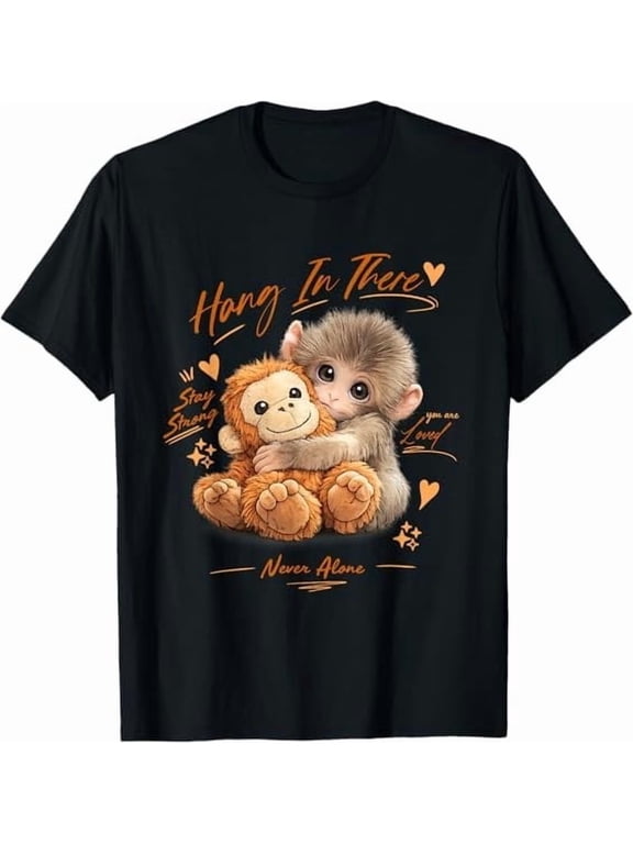 Men and Women Cute Monkey Punch Animal Graphic T-Shirt