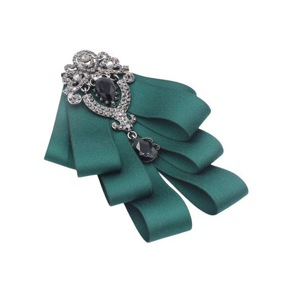 Men and Women Ribbon Bowtie Fashion Rhinestones Crystal Ribbon Bowknot Brooch Pin Pre Tied Necktie for Wedding Party