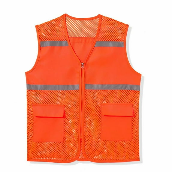 Men and Women Workwear Summer Mesh Vest Breathable Reflective Strip Printed