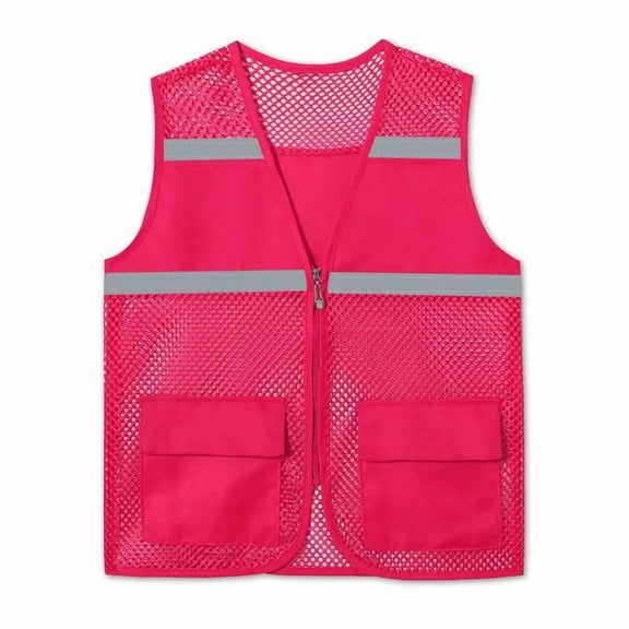 Men and Women Workwear Summer Mesh Vest Breathable Reflective Strip Printed