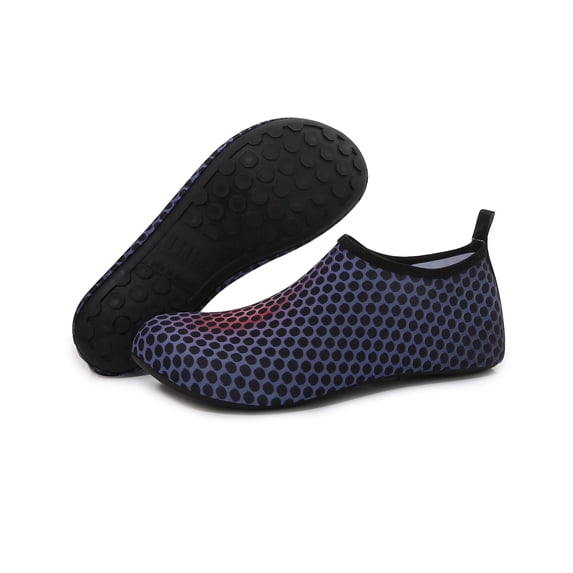 Men and Women a Slip On Barefoot Quick-Dry Beach Aqua Yoga Water Shoes (Black Dots/Purple, 11-12 Women/9.5-10 Men)
