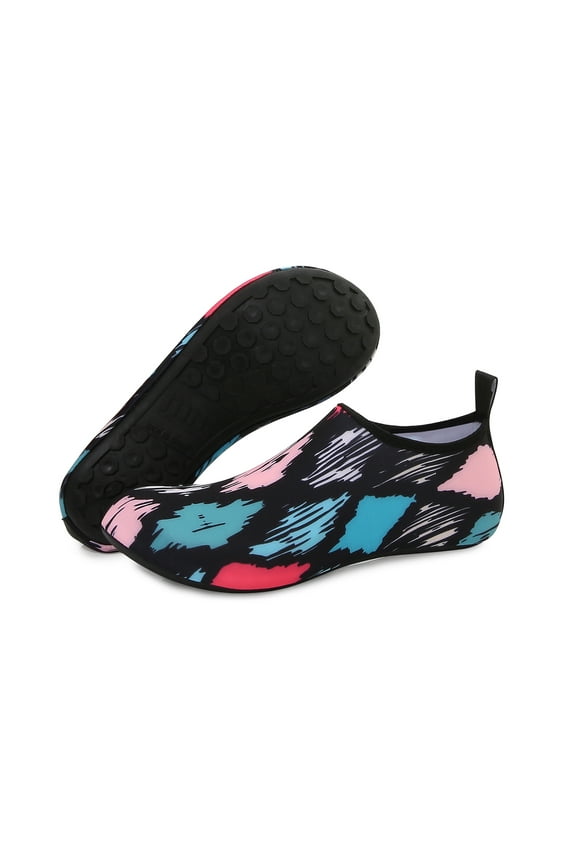 Men and Women a Slip On Barefoot Quick-Dry Beach Aqua Yoga Water Shoes (Diamond/Multicolor, 9.5-10.5 Women/8.5-9 Men)