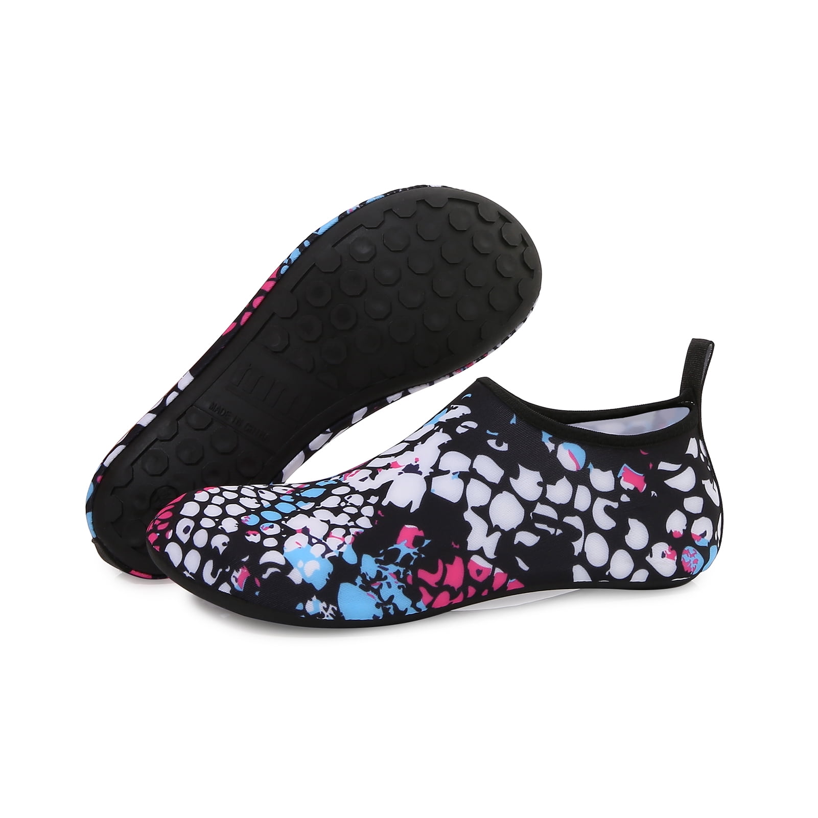 Men and Women a Slip On Barefoot Quick-Dry Beach Aqua Yoga Water Shoes (Fishnet/White, 4-5 Women)