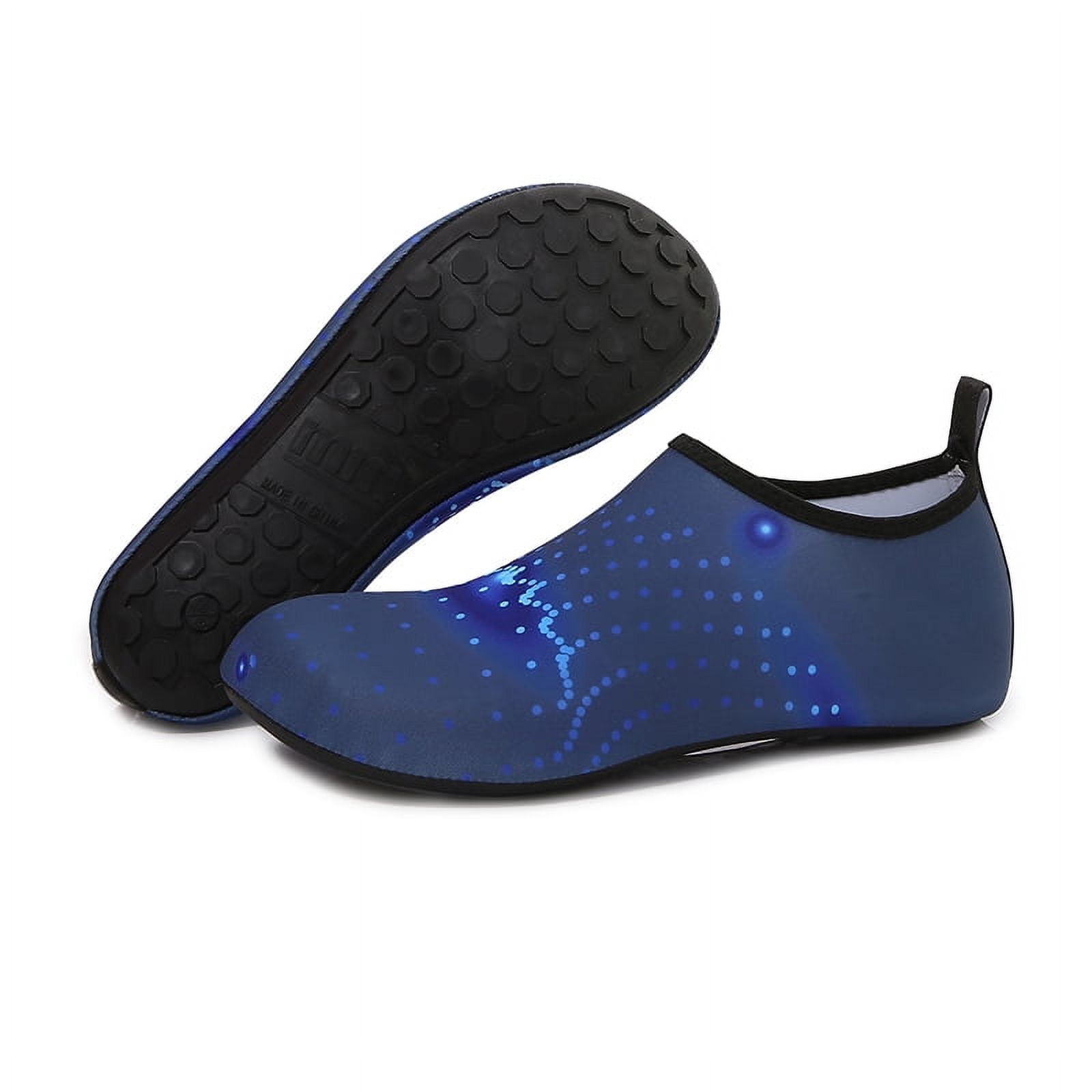 Men and Women a Slip On Barefoot Quick-Dry Beach Aqua Yoga Water Shoes (Glowing Dots/Navy, 11.5-12.5 Men)