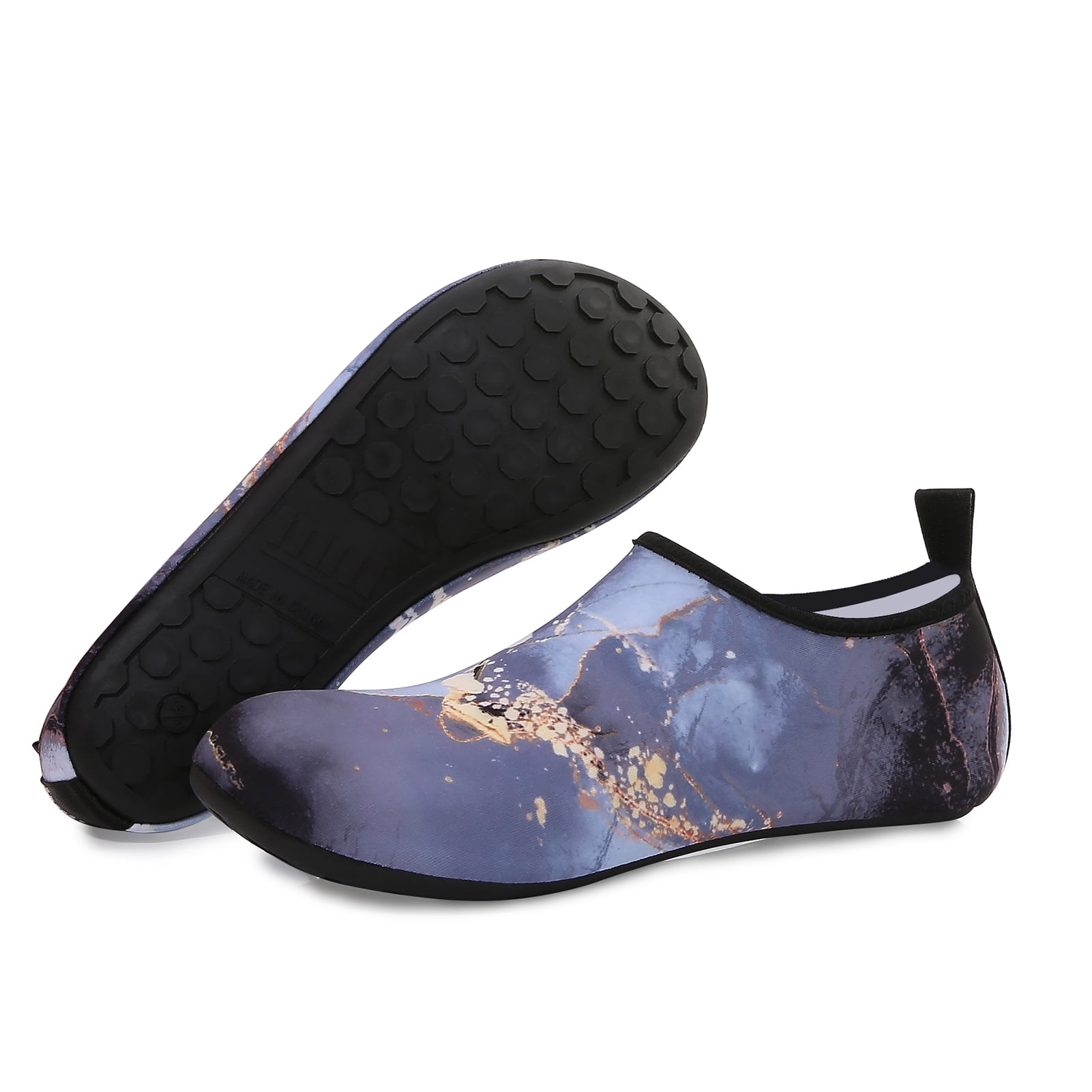 Men and Women a Slip On Barefoot Quick-Dry Beach Aqua Yoga Water Shoes (Gold Rush/Grey, 9.5-10.5 Women/8.5-9 Men)