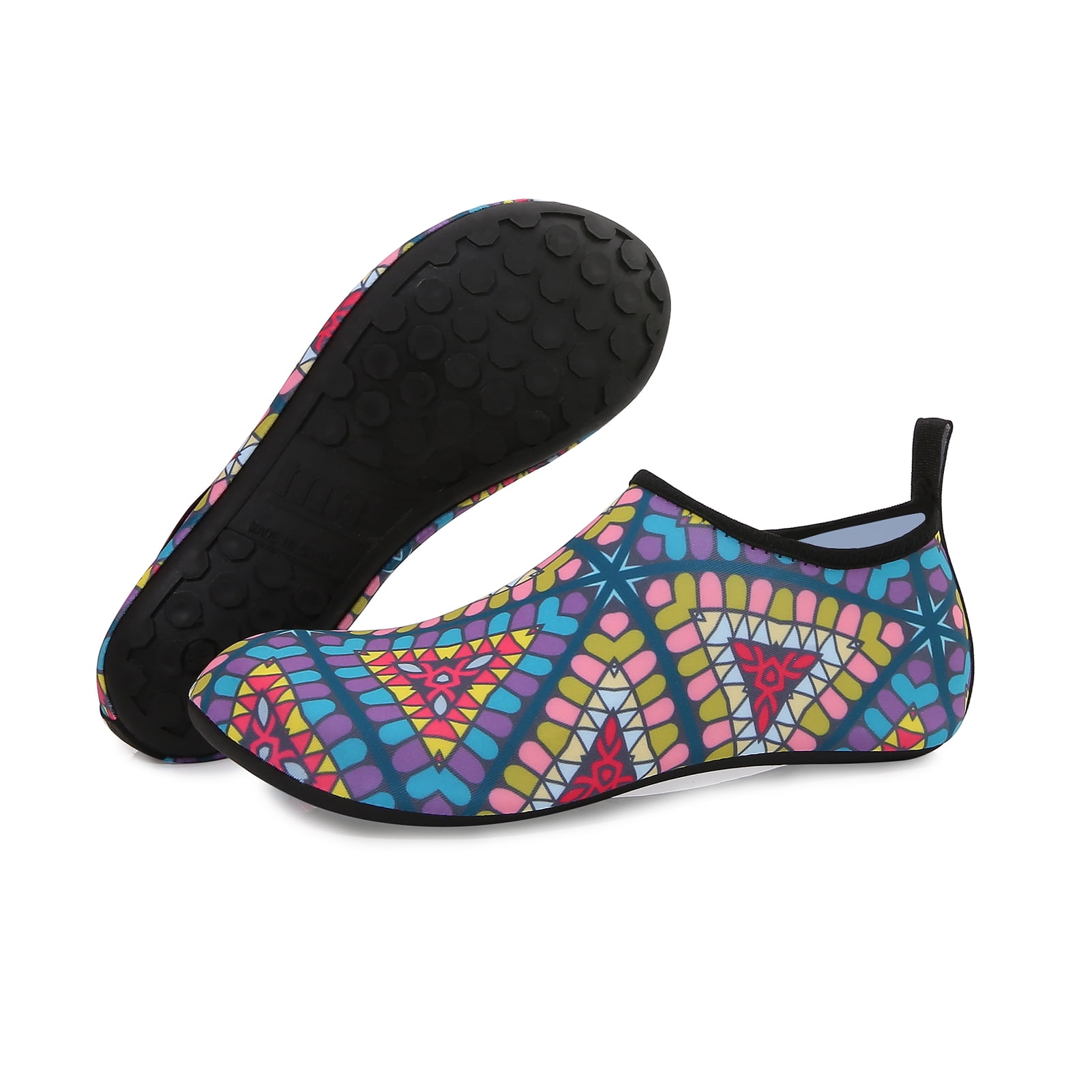 Men and Women a Slip On Barefoot Quick-Dry Beach Aqua Yoga Water Shoes (Indian Triangle/multicolor, 9.5-10.5 Women/8.5-9 Men)