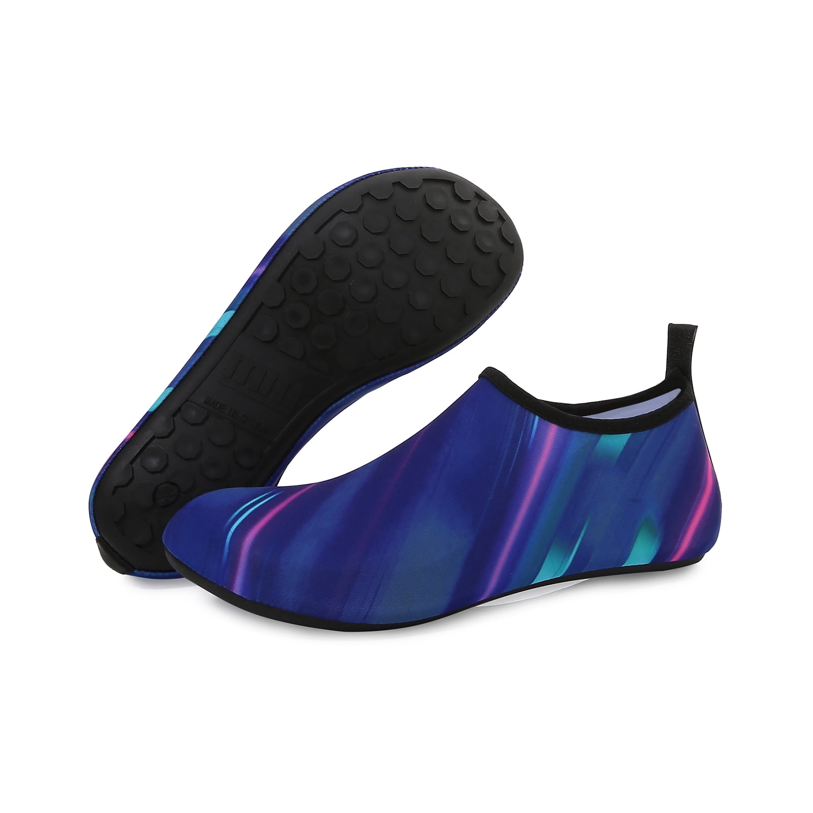 Men and Women a Slip On Barefoot Quick-Dry Beach Aqua Yoga Water Shoes (Laser Glare/Navy, 11.5-12.5 Men)