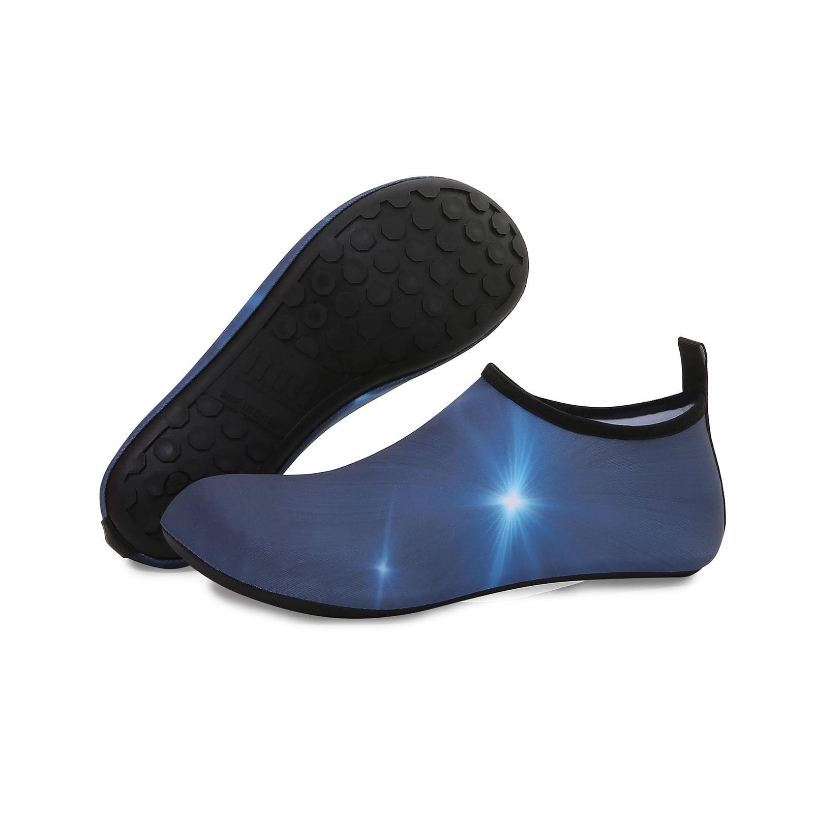 Men and Women a Slip On Barefoot Quick-Dry Beach Aqua Yoga Water Shoes (Light Shine/Navy, 7.5-8.5 Women/6.5-7.5 Men)
