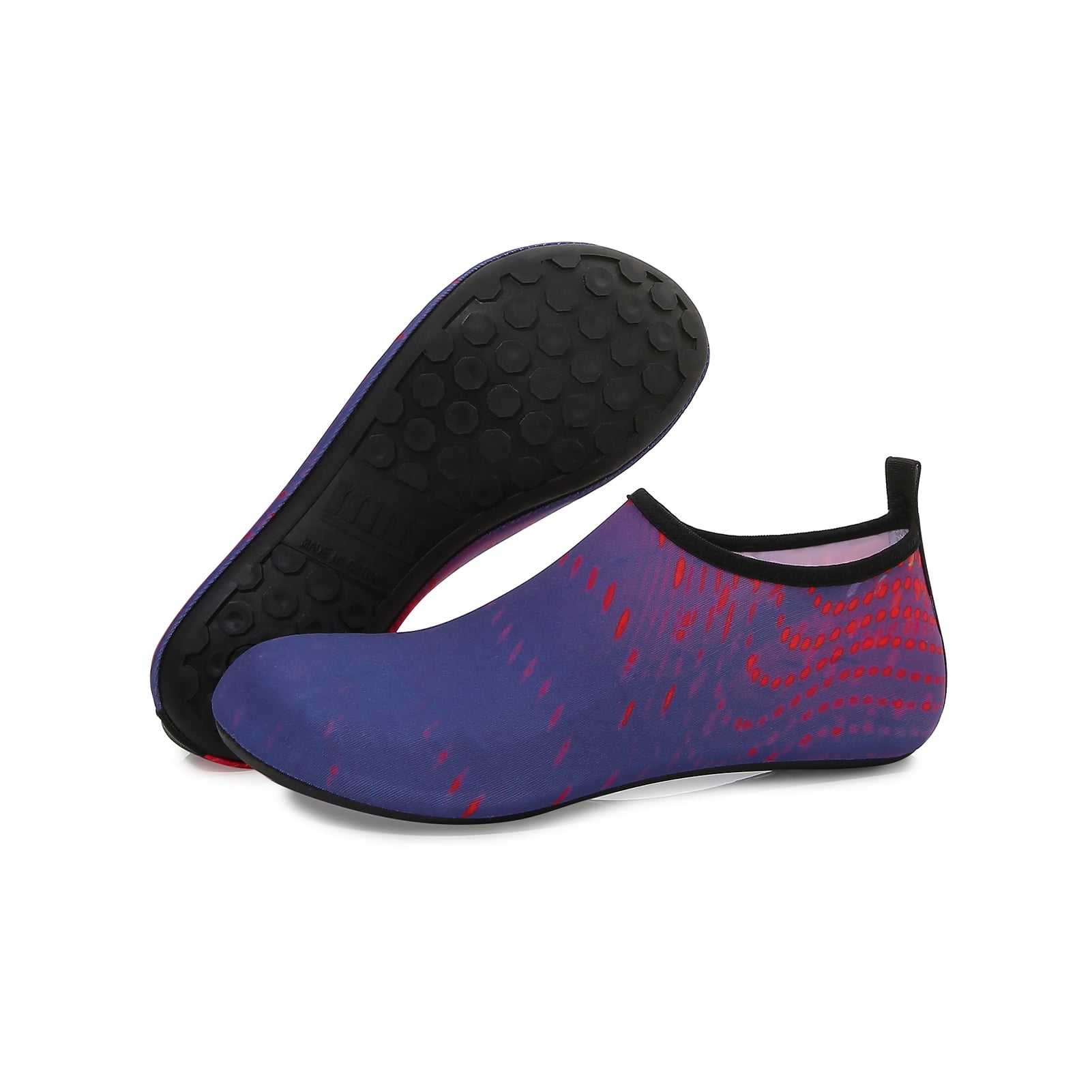 Men and Women a Slip On Barefoot Quick-Dry Beach Aqua Yoga Water Shoes (Meteor/Purple Red, 5.5-6.5 Women/5-5.5 Men)