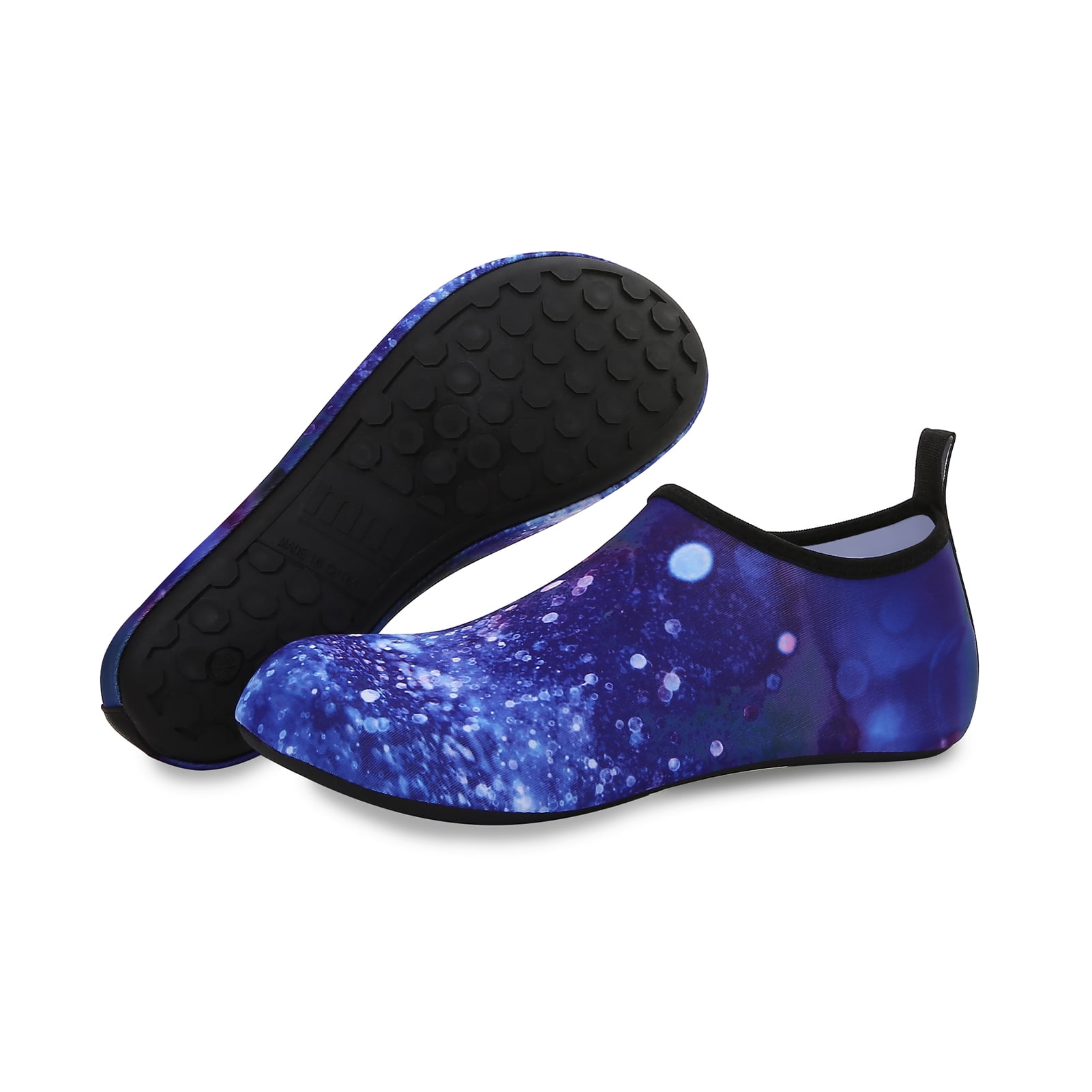 Men and Women a Slip On Barefoot Quick-Dry Beach Aqua Yoga Water Shoes (Moon Sky/Navy, 11.5-12.5 Men)