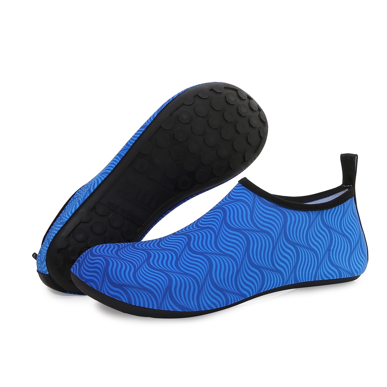 Men and Women a Slip On Barefoot Quick-Dry Beach Aqua Yoga Water Shoes (Multi wave/Blue, 11-12 Women/9.5-10 Men)