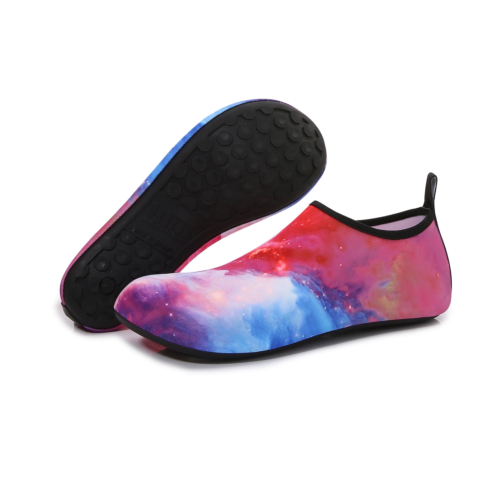 Men and Women a Slip On Barefoot Quick-Dry Beach Aqua Yoga Water Shoes (Nebula/Red, 11.5-12.5 Men)