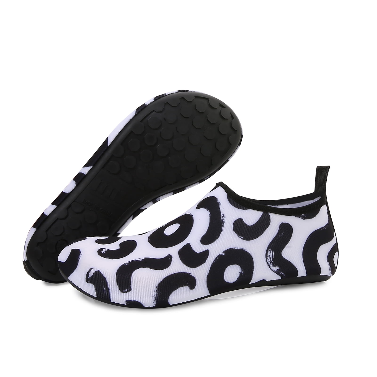 Men and Women a Slip On Barefoot Quick-Dry Beach Aqua Yoga Water Shoes (Oreo/Black White, 11.5-12.5 Men)