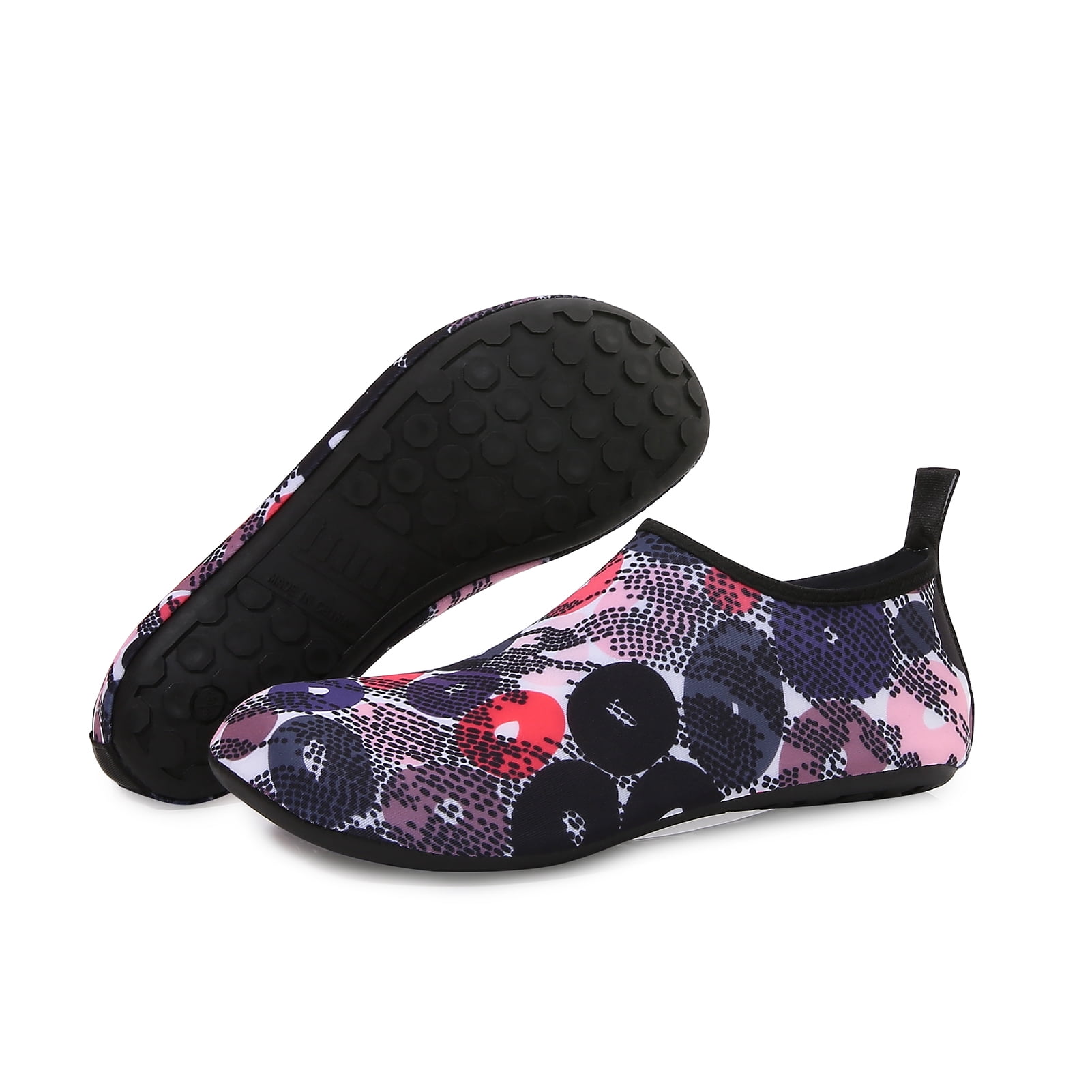 Men and Women a Slip On Barefoot Quick-Dry Beach Aqua Yoga Water Shoes (Pebble/Navy Red, 5.5-6.5 Women/5-5.5 Men)
