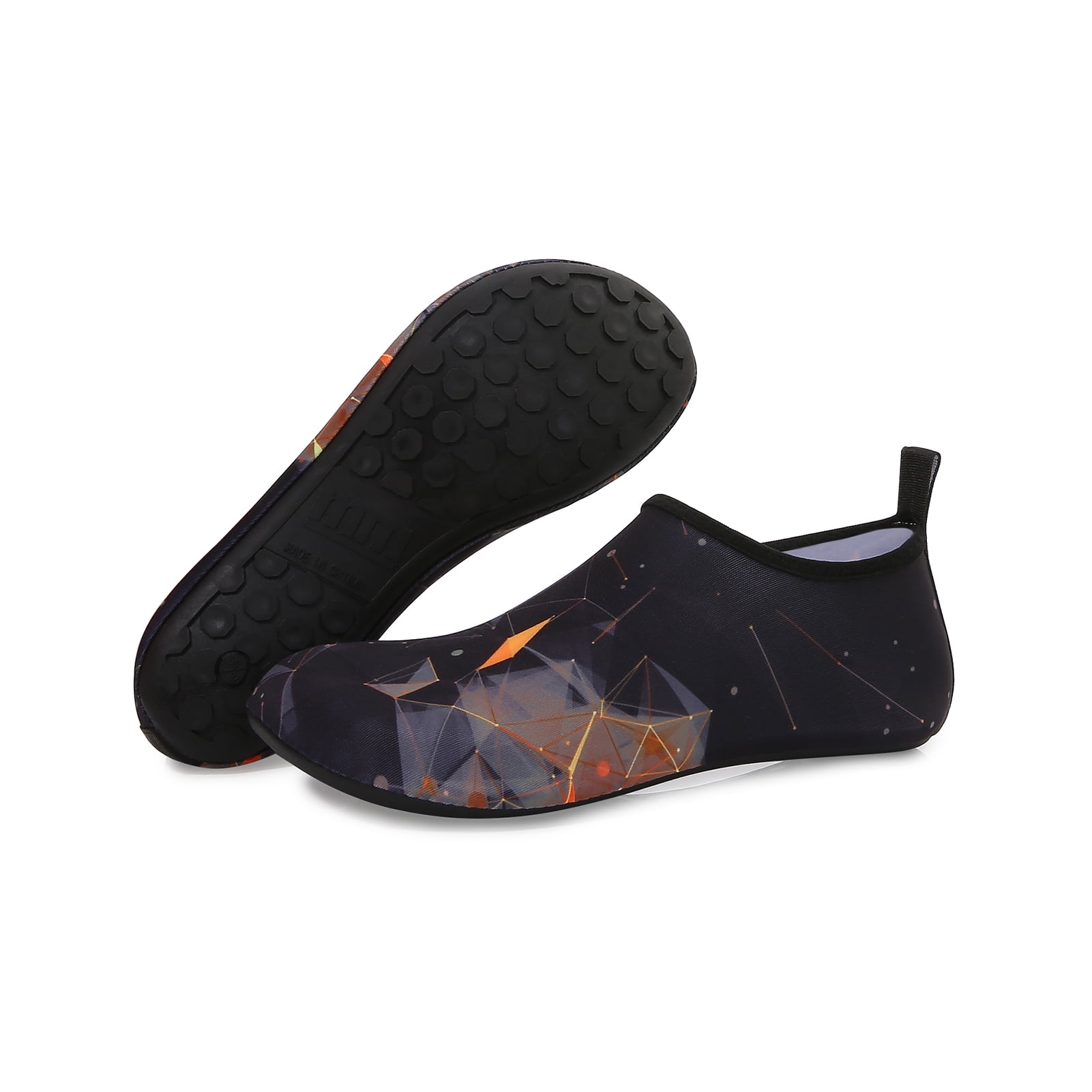 Men and Women a Slip On Barefoot Quick-Dry Beach Aqua Yoga Water Shoes (Prism/Black, 5.5-6.5 Women/5-5.5 Men)